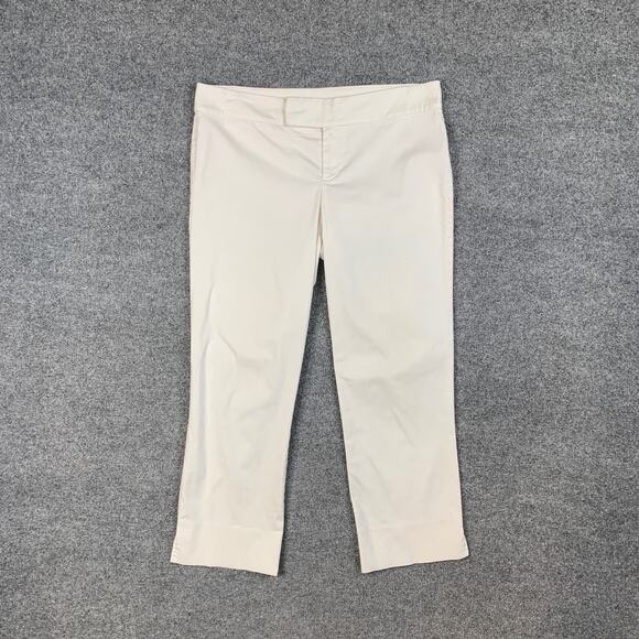 Lilly Pulitzer Pants Womens 8 White Palm Beach Fit Mid Rise Pocket Stretch Capri - Picture 2 of 9